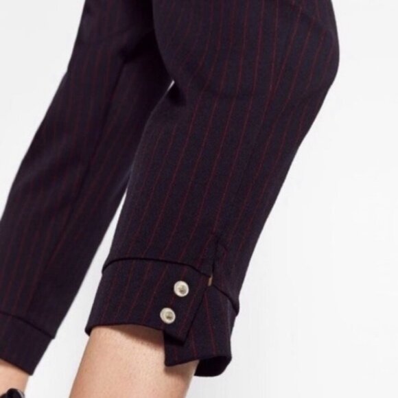 ZARA NWT Navy Blue Pinstripe Trouser Pants Size Small - Picture 6 of 8